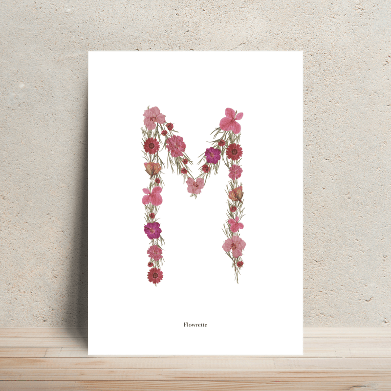 Affiche A4 herbier lettre rose