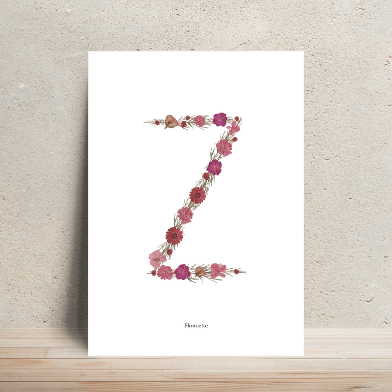 Affiche A4 herbier lettre rose