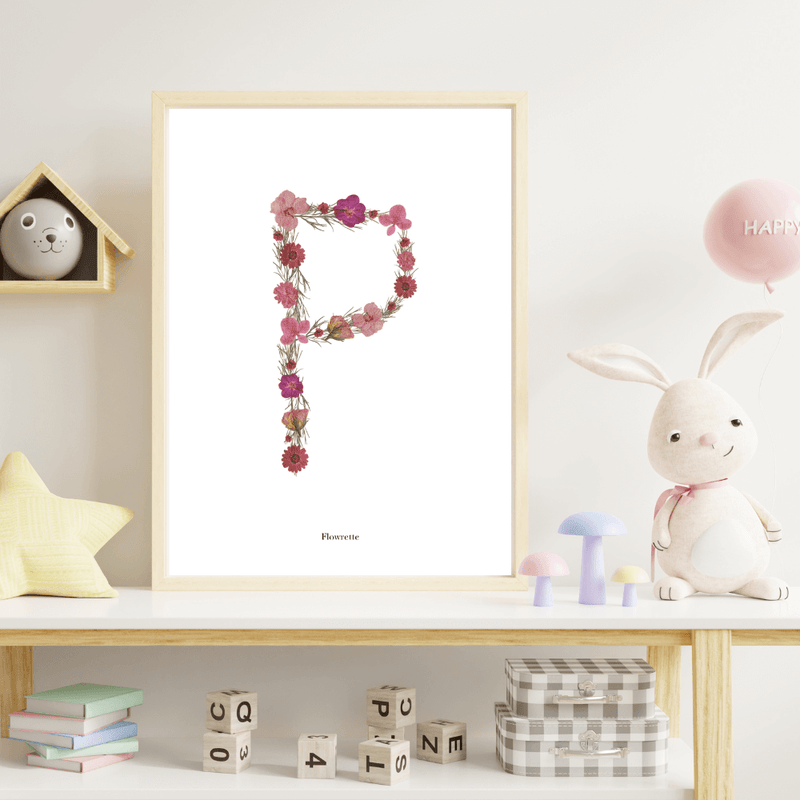 Affiche A4 herbier lettre rose