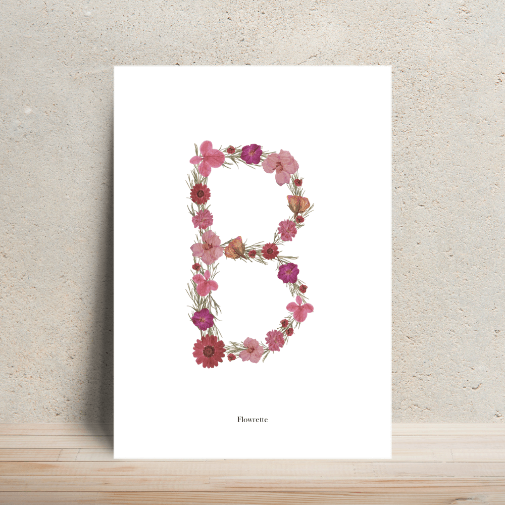 Affiche A4 herbier lettre rose