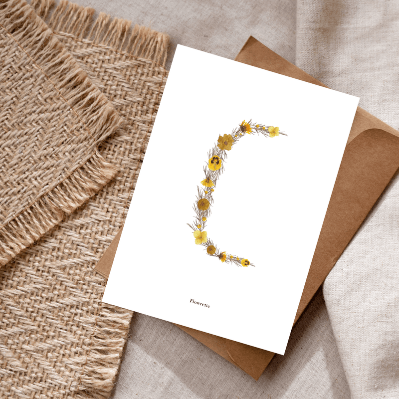 Carte postale herbier lettre jaune