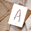 Carte postale herbier lettre rose