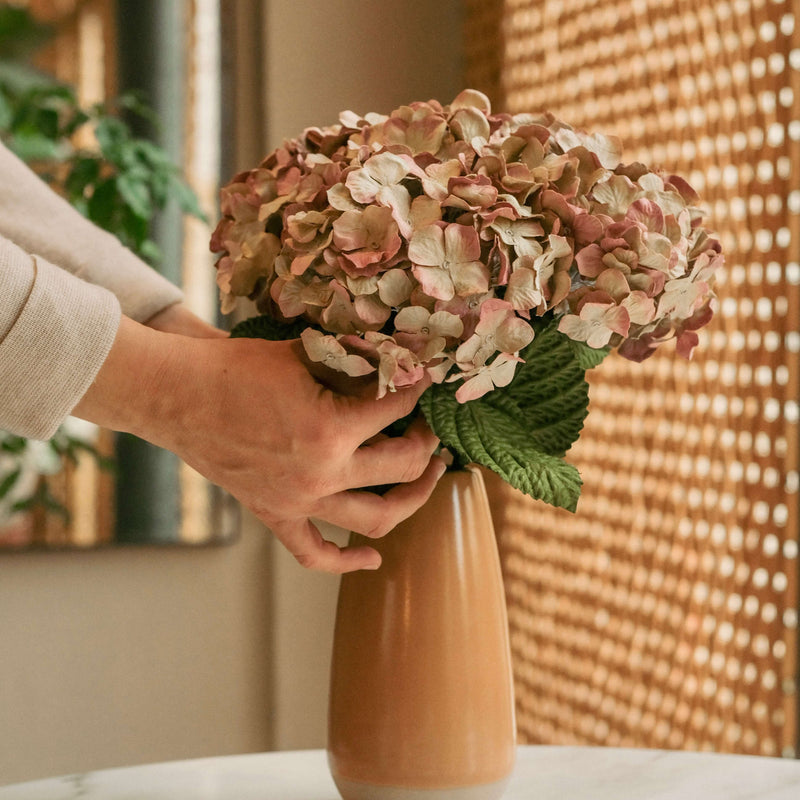 Hortensia en papier vieux rose