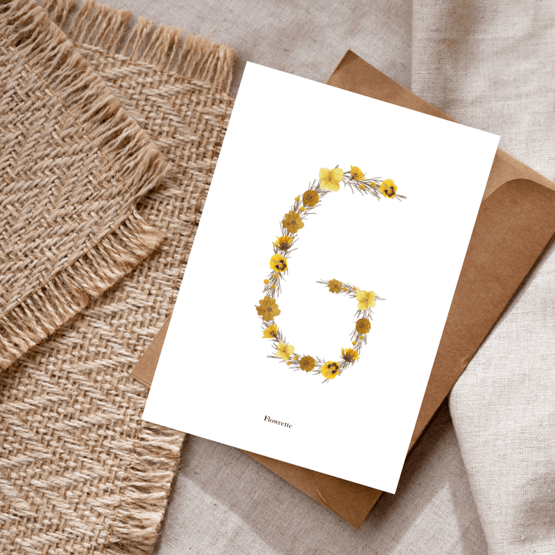 Carte postale herbier lettre jaune