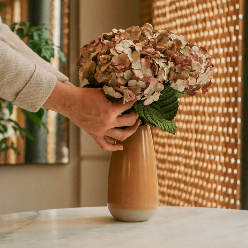 Hortensia en papier vieux rose