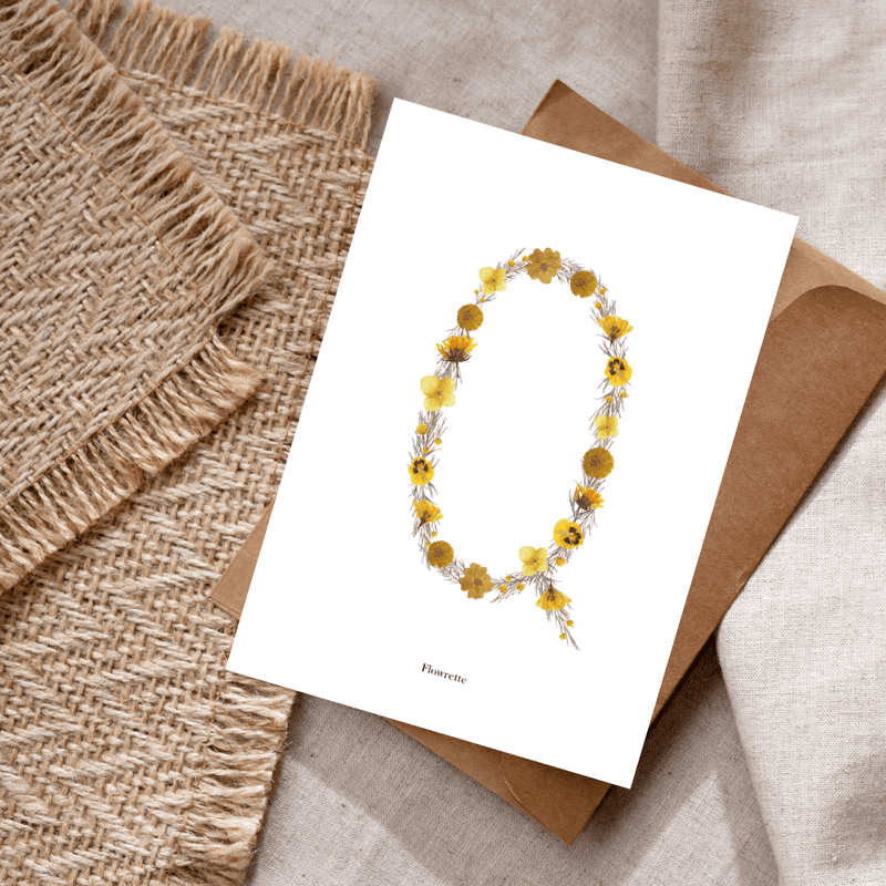 Carte postale herbier lettre jaune