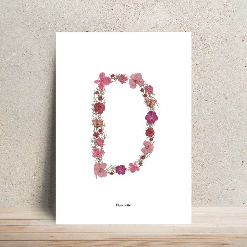 Affiche A4 herbier lettre rose