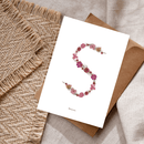 Carte postale herbier lettre rose