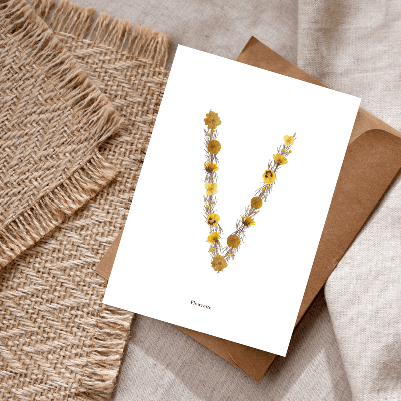 Carte postale herbier lettre jaune