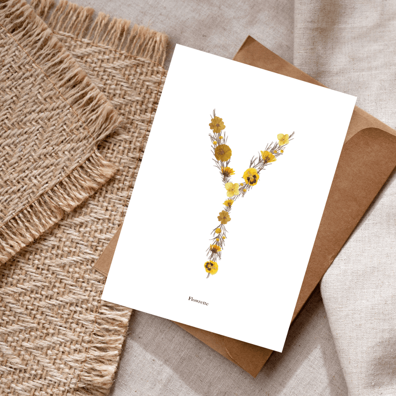Carte postale herbier lettre jaune