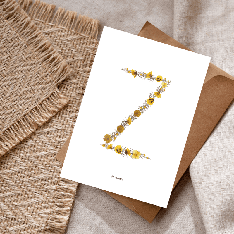 Carte postale herbier lettre jaune