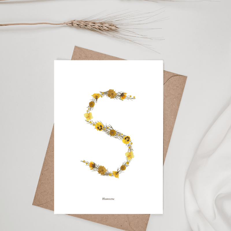 Carte postale herbier lettre jaune