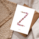 Carte postale herbier lettre rose