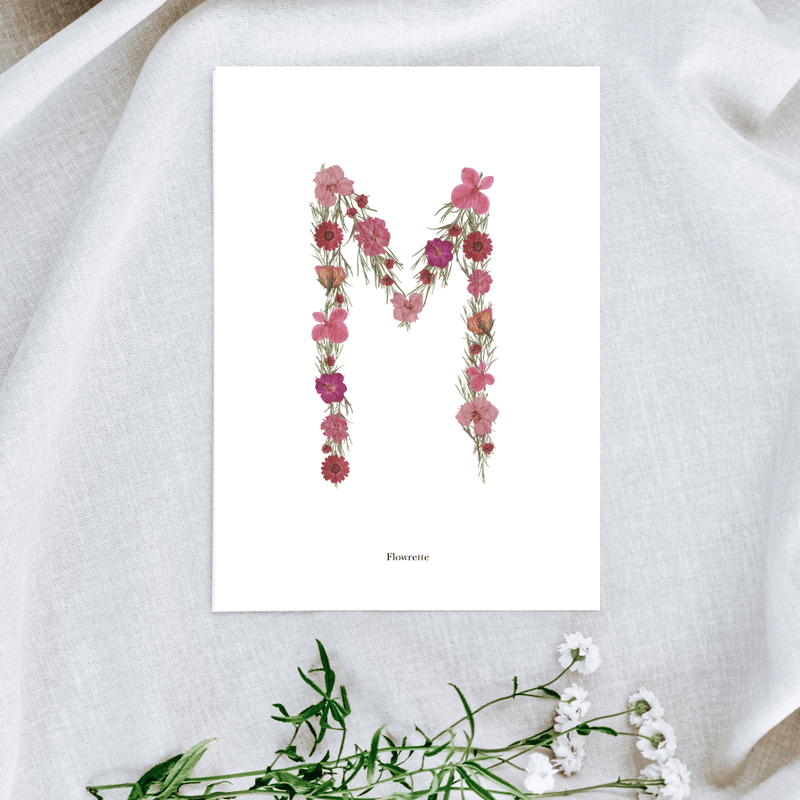 Affiche A5 herbier lettre rose