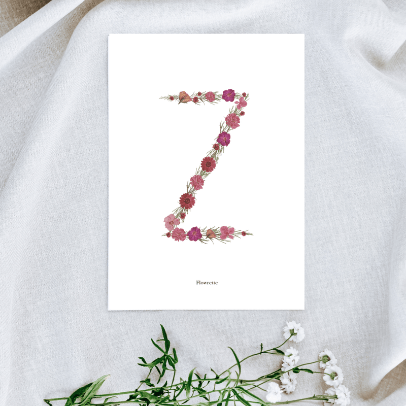 Affiche A5 herbier lettre rose