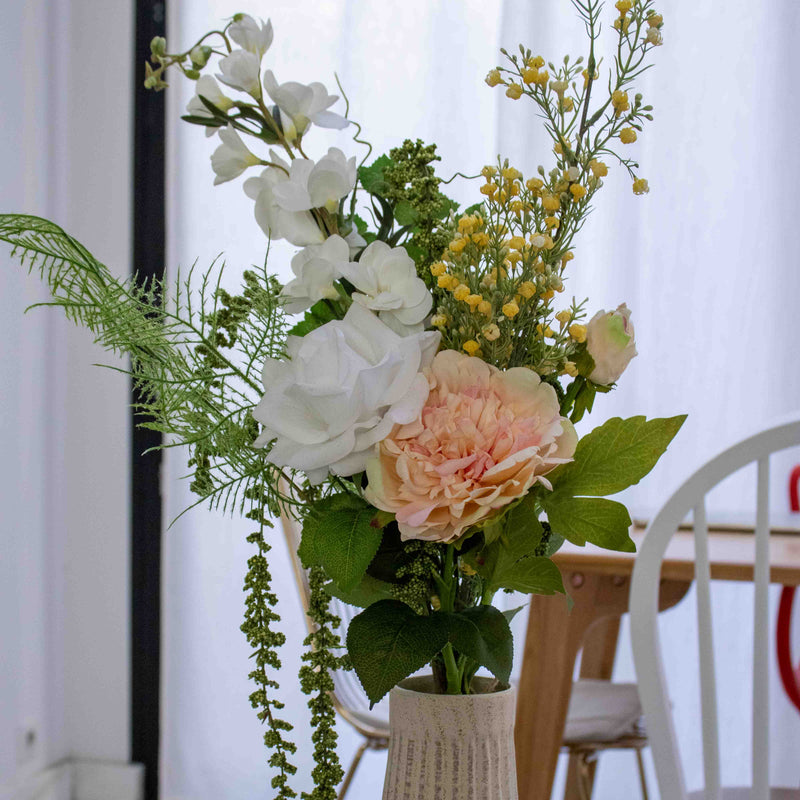 Bouquet Charlotte fleurs artificielles, composition florale réaliste, déco intérieure, sans entretien