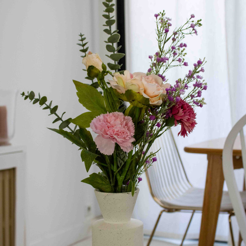 Bouquet Eleanor fleurs artificielles, composition florale réaliste, déco intérieure, sans entretien