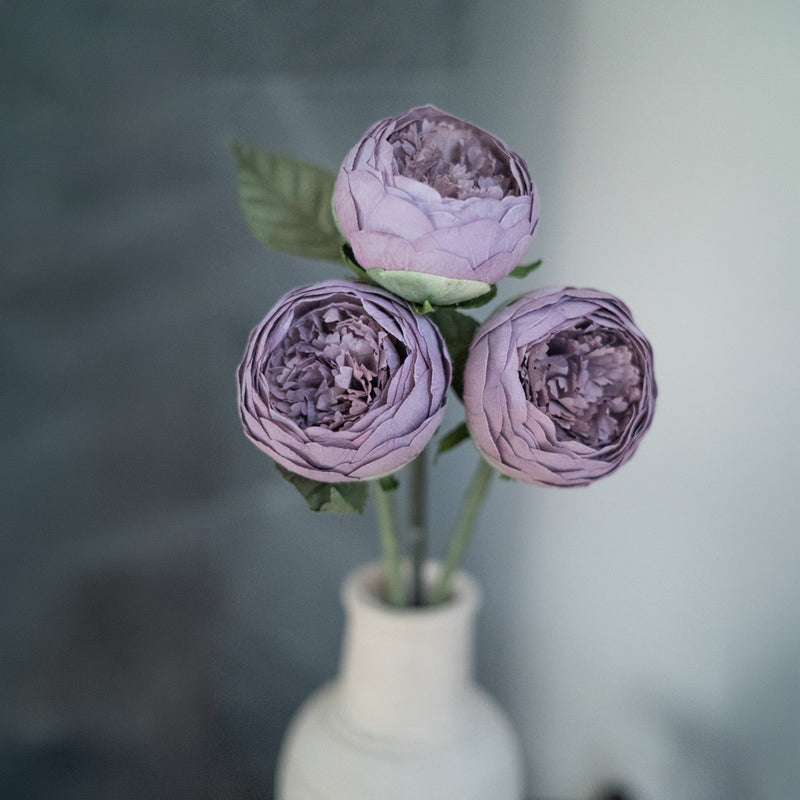 Purple paper peony button