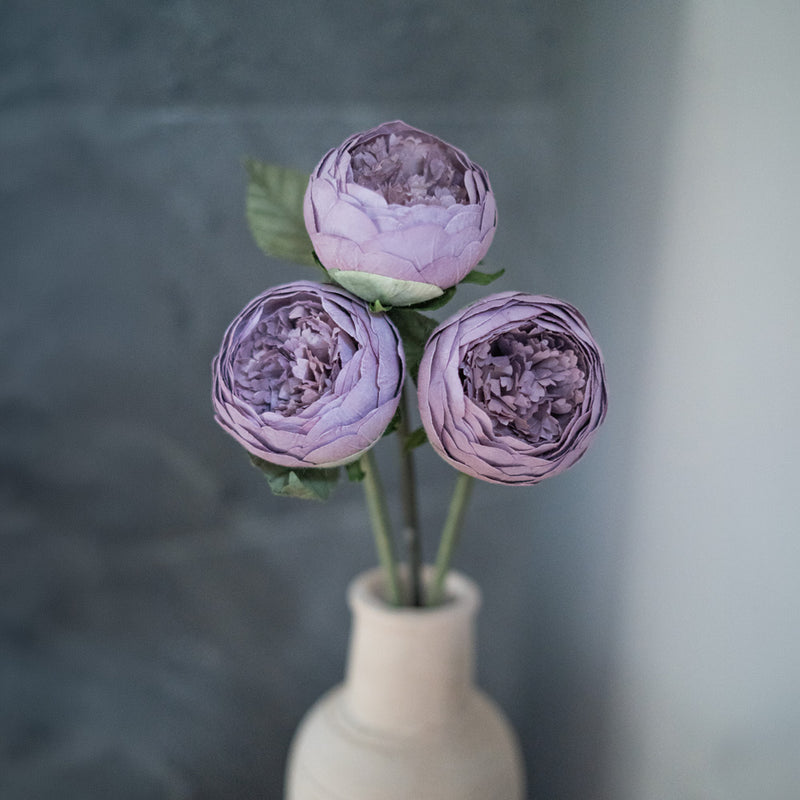 Purple paper peony button