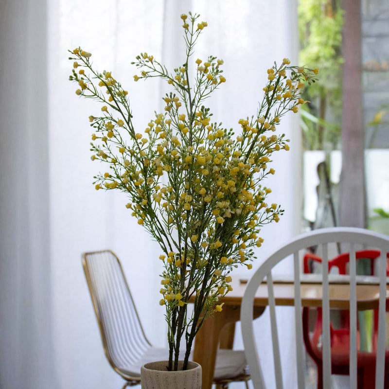 Branche de gypsophile jaune artificielle à la tige x3, fausse fleur délicate, déco florale intérieure