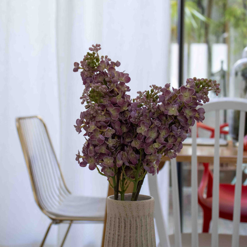 Lilas violet artificiel à la tige x3, fausse fleur champêtre, déco florale intérieure