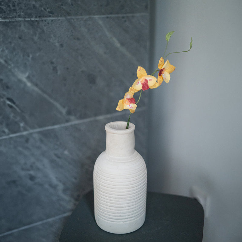 Orquídea Vanda en papel amarillo.