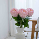 Rose rose pâle artificielle real touch, fleur réaliste à la tige x3, fausse rose déco intérieure