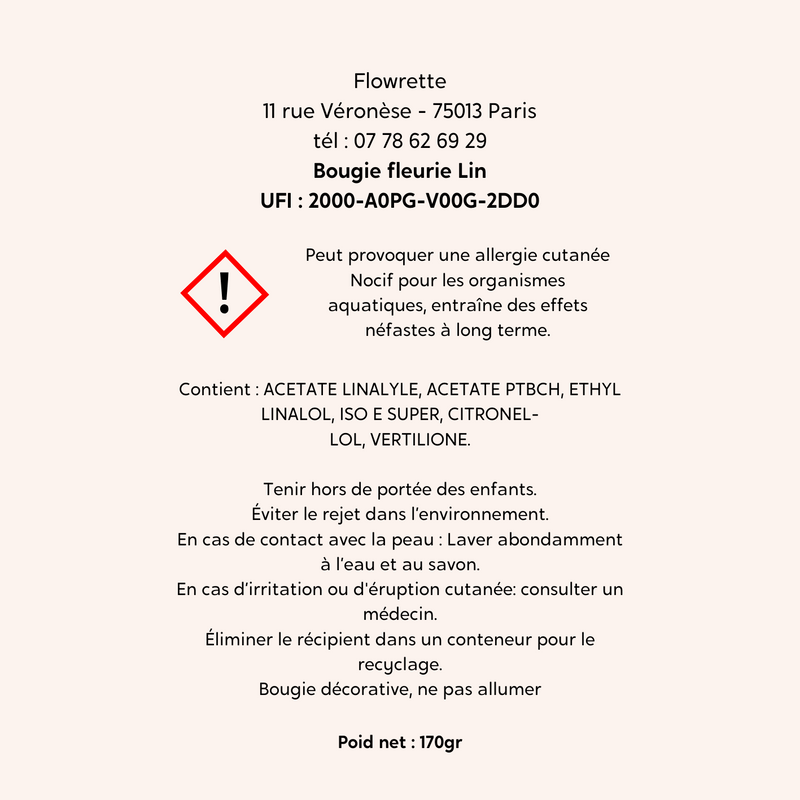 Bougie fleurie Lin