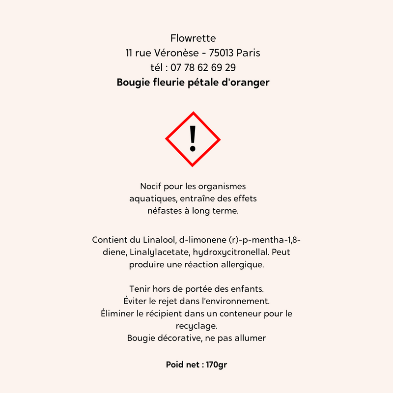 Bougie fleurie pétale d'oranger