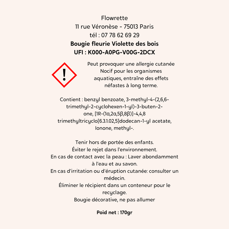 Bougie fleurie Violette des bois