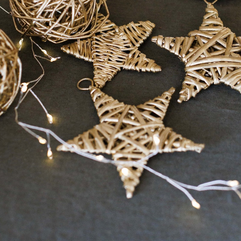 Étoiles de Noël en osier dorées x5
