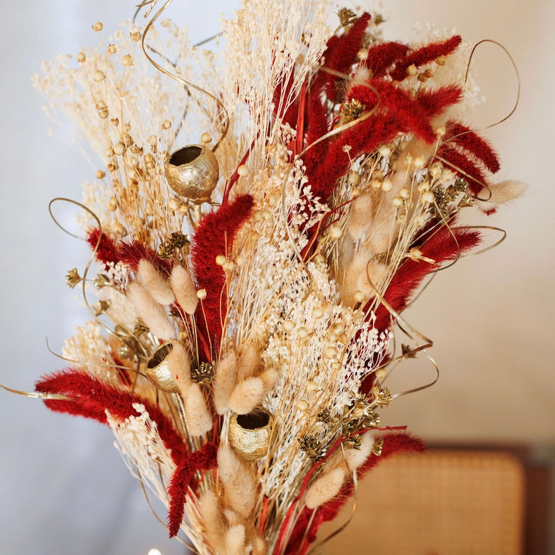 Bouquet fleurs séchées et stabilisées de Noël de face