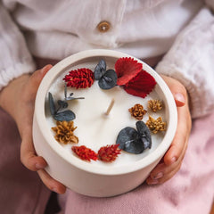 Bougie fleurie fleur de Noël