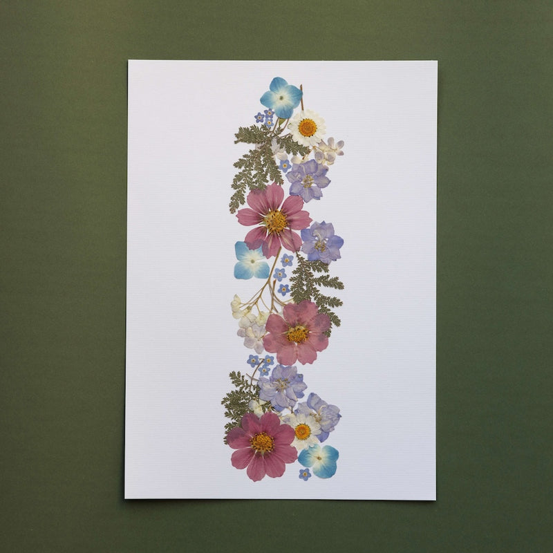 herbier-fait-main-fleurs-bleues-roses