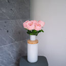 Flowrette Rose rose pâle artificielle real touch, fleur réaliste à la tige x5, fausse rose déco intérieure