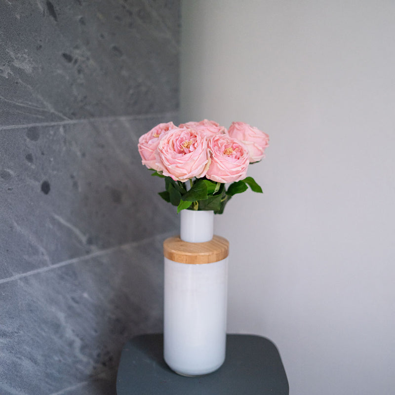 Flowrette Rose rose pâle artificielle real touch, fleur réaliste à la tige x5, fausse rose déco intérieure