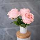 Flowrette Rose rose pâle artificielle real touch, fleur réaliste à la tige x3, fausse rose déco intérieure