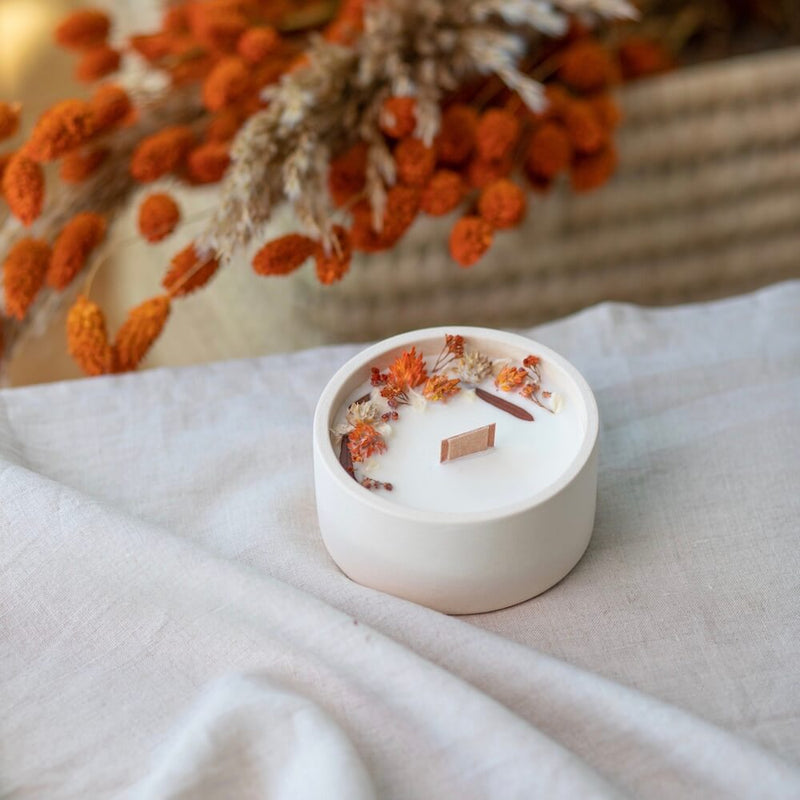 bougie-fleurie-flowrette-artisanale-orange