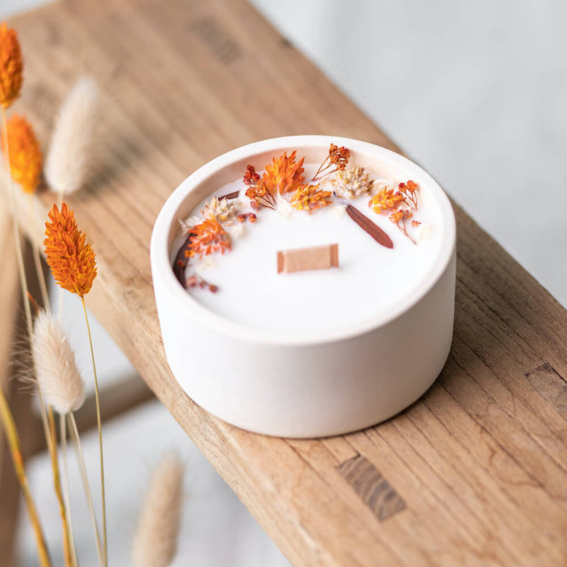 bougie-fleurie-flowrette-artisanale-orange