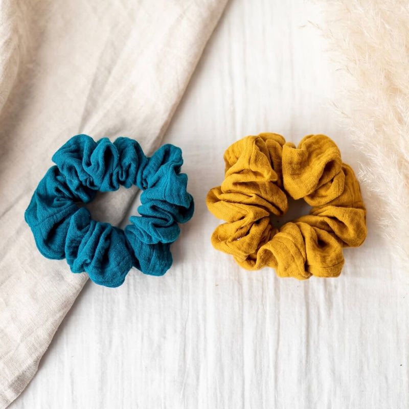 chouchou-gaze-coton-bleu-jaune