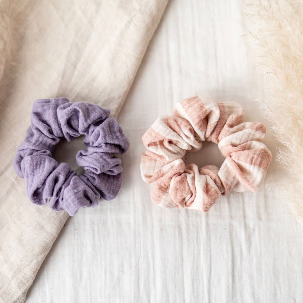 chouchou-gaze-coton-mauve-rose