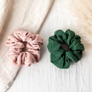 chouchou-gaze-coton-rose-vert